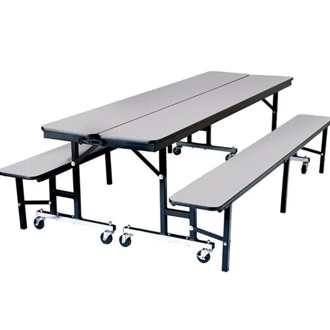 National Public Seating Quick Ship Mobile Convertible Bench Table w/ ProtectEdge (8' L)^ Cafeteria|Cafeteria Tables