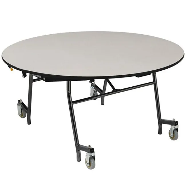 National Public Seating Quick Ship Mobile EasyFold Table 60'' Round w/ MDF Top, ProtectEdge & Powder Coat Frame^ Cafeteria|Cafeteria Tables