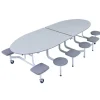 AmTab Quick Ship Mobile Stool Cafeteria Table w/ Elliptical Top^ Cafeteria|Cafeteria Tables