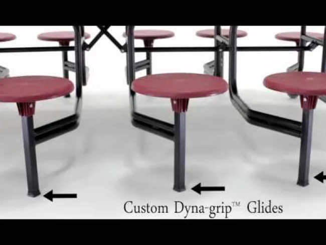 AmTab Quick Ship Mobile Stool Cafeteria Table w/ Elliptical Top^ Cafeteria|Cafeteria Tables