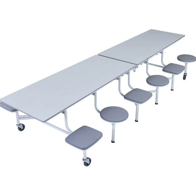 AmTab Quick Ship Mobile Stool Cafeteria Table w/ Rectangle Top^ Cafeteria|Cafeteria Tables