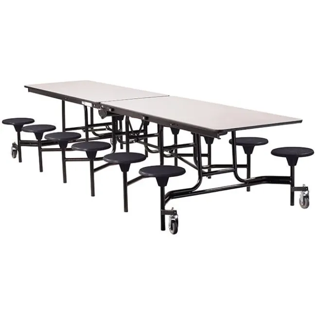 National Public Seating Quick Ship Mobile Stool Cafeteria Table w/ MDF Top, ProtectEdge & Powder Coat Frame^ Cafeteria|Cafeteria Tables