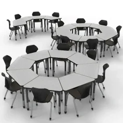 Marco Group Quick Ship Premier Series Desk - Small Trapezoid^ Collaborative Desks|Open Front School Desks