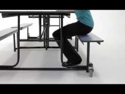 AmTab Quick Ship Rectangle Mobile Bench Cafeteria Table^ Cafeteria|Cafeteria Tables