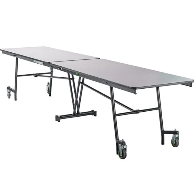 National Public Seating Quick Ship 12' Rectangle Mobile Table with MDF Core and Protect Edge - Black Frame^ Cafeteria|Cafeteria Tables