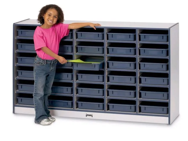Jonti-Craft Rainbow Accents Paper Tray Cubbies (30 Tray w/ trays)^ Tote & Bin Storage|Cubbies