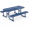 Virco Rectangle Expanded Metal Outdoor Bench with Back^ Picnic Tables|Outdoor Picnic
