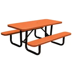Leisure Craft Rectangle Outdoor Picnic Table with Perforated Metal Frame^ Picnic Tables|Outdoor Picnic