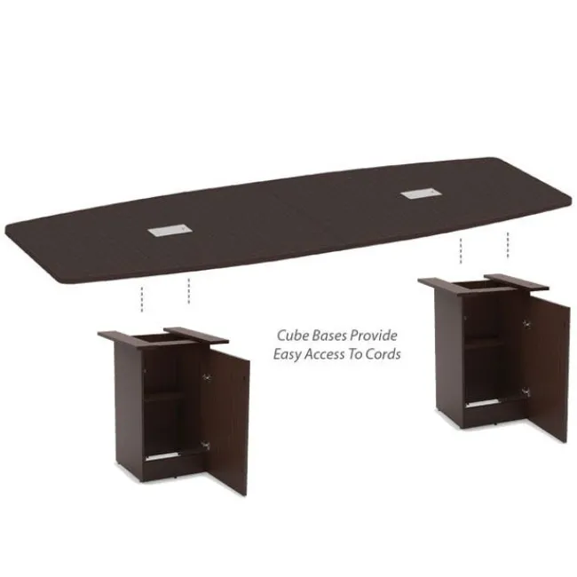 OfficeSource Rectangle Shaped Conference Table w/ Pedestal Cube Base & Access Doors (8')^ Conference