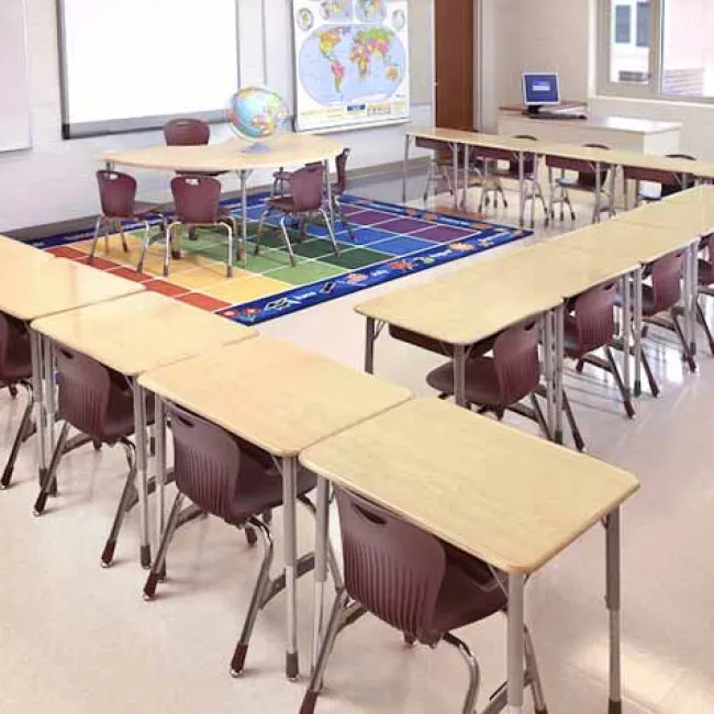 Virco Rectangle Top Zuma Desk w/ book box^ Open Front School Desks