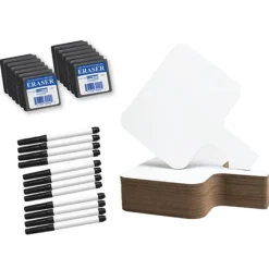 Flipside Products Rectangular Dry Erase Answer Paddles- 12 Pack w/ Markers & Erasers^ Board Accessories