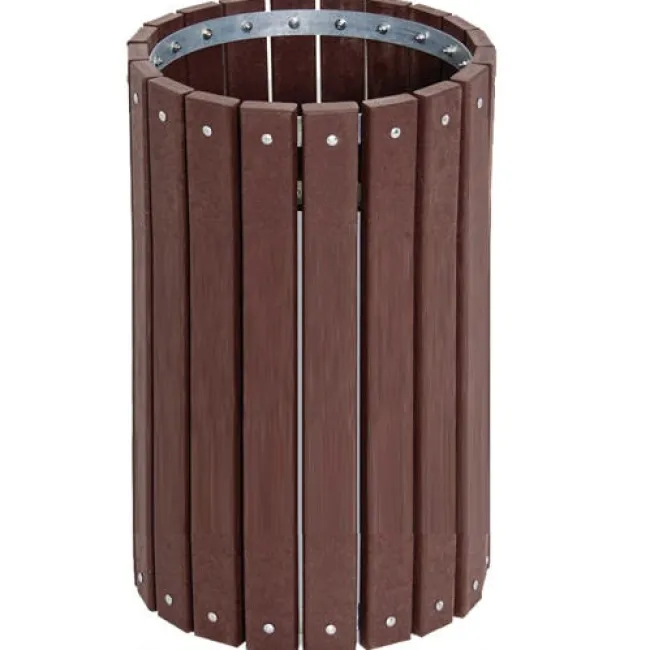 Ultra-Play Recycled Plastic Round Outdoor Trash Receptacle^ Trash & Recycling Bins