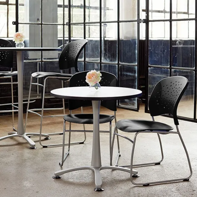 Safco Products Reve Collection Round Back Bistro-Height Chair w/ Sled Base (31” H Fixed Height)^ Cafe Stools|Stools