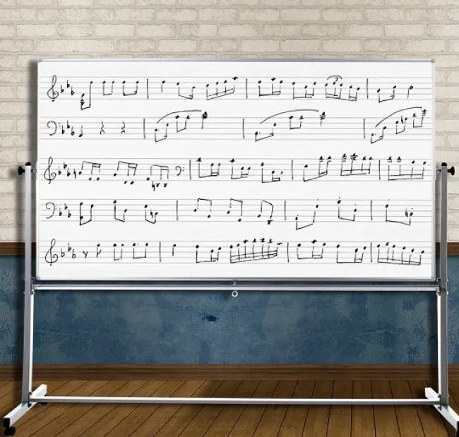 Luxor Reversible Mobile Magnetic Music Whiteboard (4' x 6')^ Graphic Boards