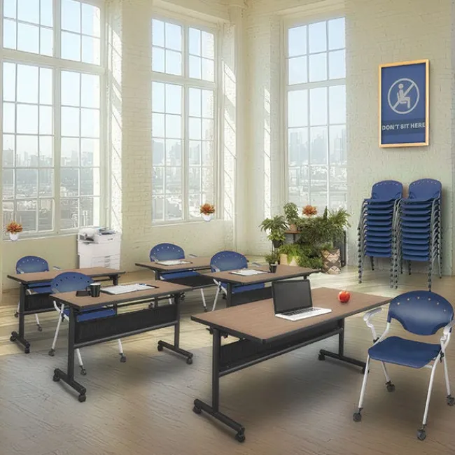 Regency Office Products Rico Stack Chair with Casters Package^ Plastic Stacking Chairs