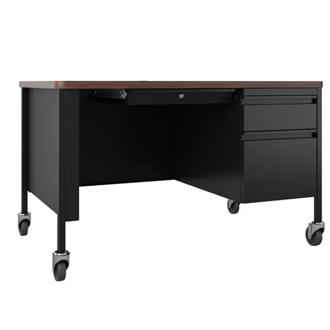 Hirsh Industries Right Hand Mobile Teacher Desk w/ Single Pedestal - 48” W x 30” D^ Teacher Desks|Instructor Desks
