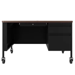 Hirsh Industries Right Hand Mobile Teacher Desk w/ Single Pedestal - 48” W x 30” D^ Teacher Desks|Instructor Desks
