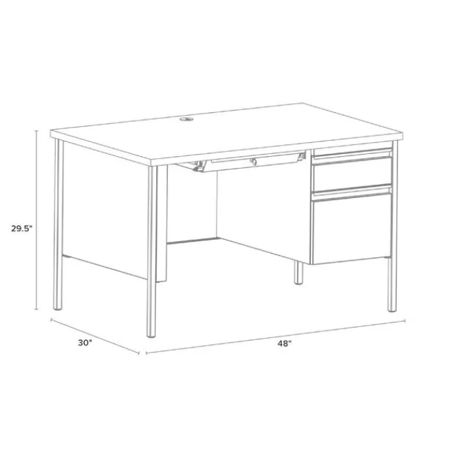 Hirsh Industries Right Hand Single Pedestal Desk - 48" W x 30" D^ Teacher Desks|Instructor Desks