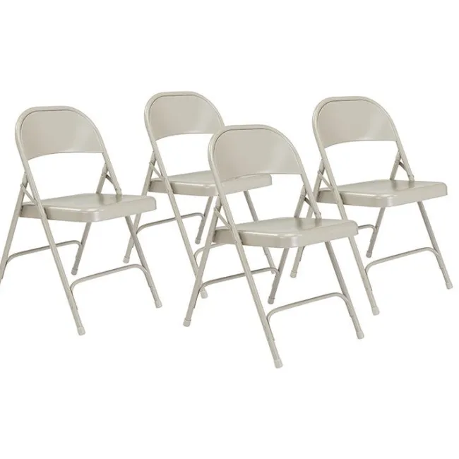 National Public Seating Round Back Metal Folding School Chairs Model 50 (4 Pack)^ Folding Chairs