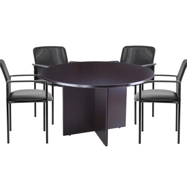 Boss Round Conference Table Set w/ Four Guest Chairs^ Conference Table & Chair Packages