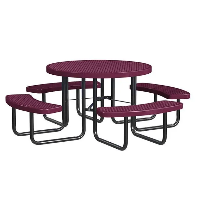 Leisure Craft Round Outdoor Picnic Tables with Expanded Metal Frame^ Picnic Tables|Outdoor Picnic
