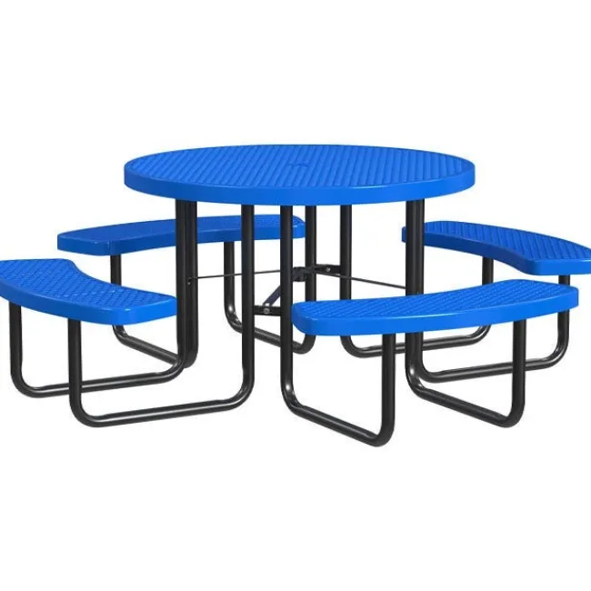 Leisure Craft Round Outdoor Picnic Tables with Expanded Metal Frame^ Picnic Tables|Outdoor Picnic
