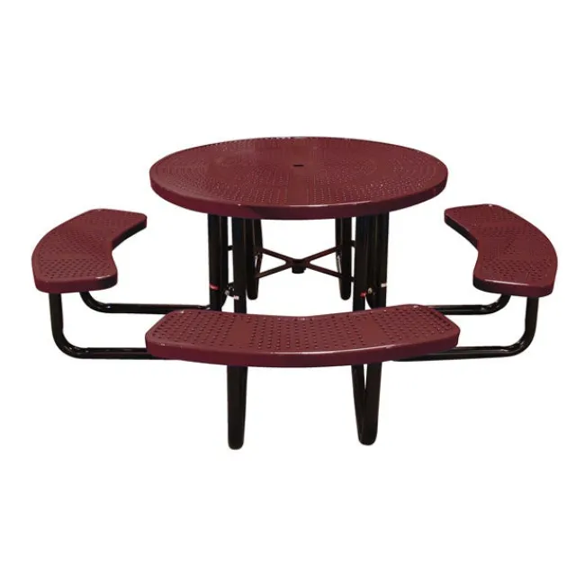 Leisure Craft Round Outdoor Picnic Table with Perforated Metal Frame^ Picnic Tables|Outdoor Picnic
