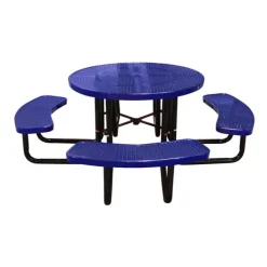 Leisure Craft Round Outdoor Picnic Table with Perforated Metal Frame^ Picnic Tables|Outdoor Picnic