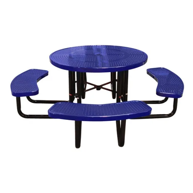 Leisure Craft Round Outdoor Picnic Table with Perforated Metal Frame^ Picnic Tables|Outdoor Picnic