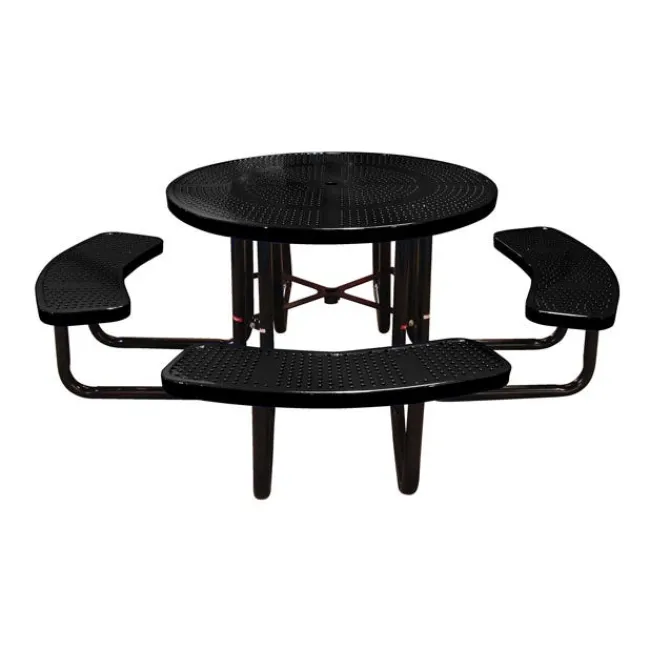 Leisure Craft Round Outdoor Picnic Table with Perforated Metal Frame^ Picnic Tables|Outdoor Picnic