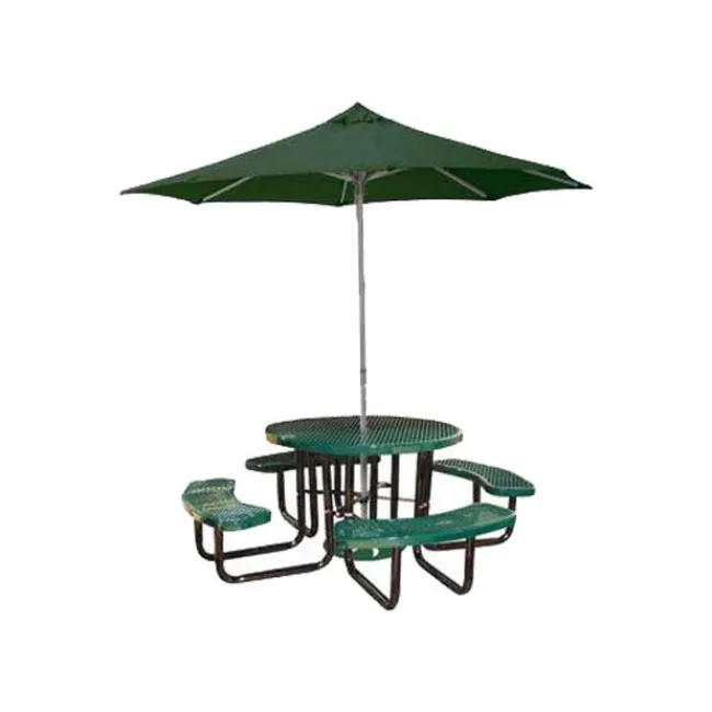 Leisure Craft Round Outdoor Picnic Table with Perforated Metal Frame^ Picnic Tables|Outdoor Picnic