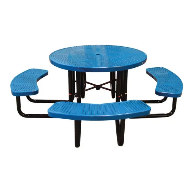 Leisure Craft Round Outdoor Picnic Table with Perforated Metal Frame^ Picnic Tables|Outdoor Picnic