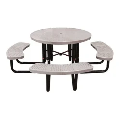 Leisure Craft Round Outdoor Picnic Table with Perforated Metal Frame^ Picnic Tables|Outdoor Picnic