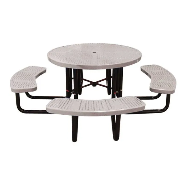 Leisure Craft Round Outdoor Picnic Table with Perforated Metal Frame^ Picnic Tables|Outdoor Picnic