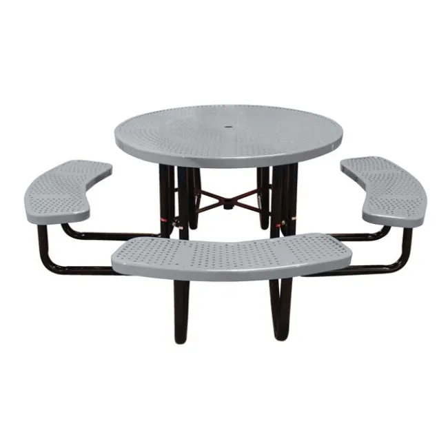 Leisure Craft Round Outdoor Picnic Table with Perforated Metal Frame^ Picnic Tables|Outdoor Picnic