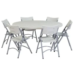 National Public Seating Round Plastic Resin Banquet Folding Tables^ Folding