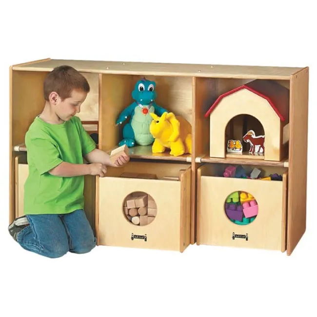 Jonti-Craft See-N-Wheel Shelf with 3 Bins^ Cubbies