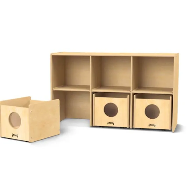 Jonti-Craft See-N-Wheel Shelf with 3 Bins^ Cubbies