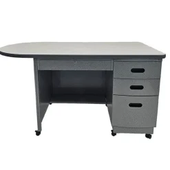 Columbia Sidebar Single Pedestal Teacher Desk with Casters^ Teacher Desks|Instructor Desks
