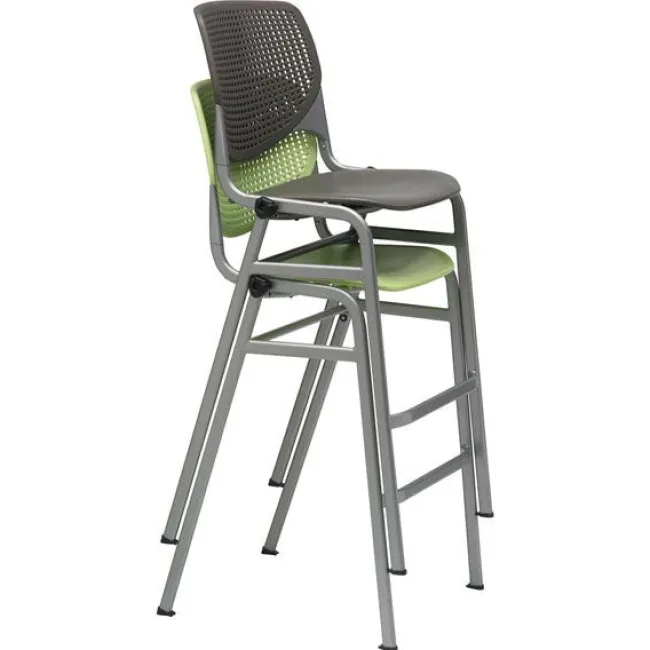 KFI Seating Silver Base Bar Height Cafe Table with Four Kool Barstools by KFI^ Cafe Table & Chair Sets|Breakroom & Café