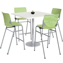 KFI Seating Silver Base Bar Height Cafe Table with Four Kool Barstools by KFI^ Cafe Table & Chair Sets|Breakroom & Café