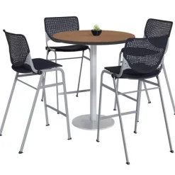 KFI Seating Silver Base Bar Height Cafe Table with Four Kool Barstools by KFI^ Cafe Table & Chair Sets|Breakroom & Café