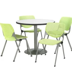 KFI Seating Silver Base Cafe Table with Four Kool Stack Chairs by KFI^ Cafe Table & Chair Sets|Breakroom & Café