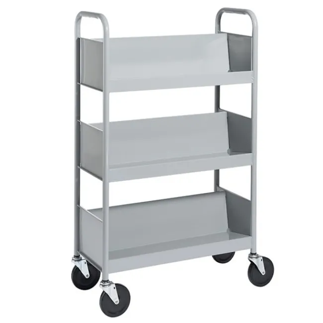 BioFit Single-Sided 3-Shelf Combination Cart w/ Sloped Shelves - 47"H^ Book Carts