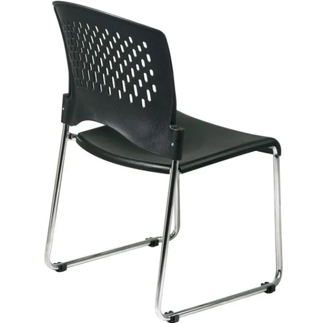 Office Star Sled Base Stack Chair- Set of 2^ Plastic Stacking Chairs