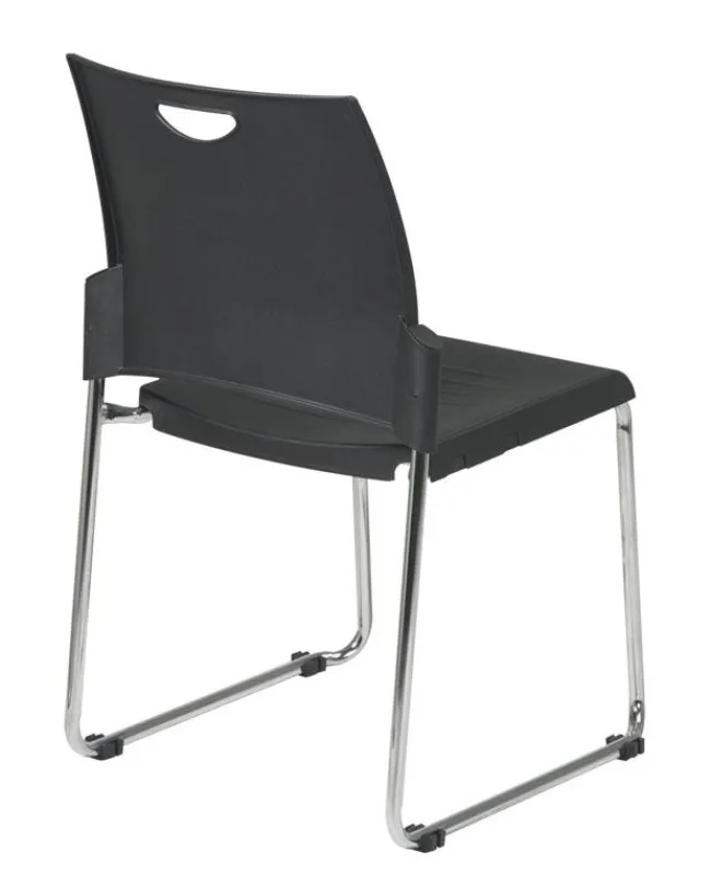 Office Star Sled Base Stack Chair, Set of 2^ Plastic Stacking Chairs