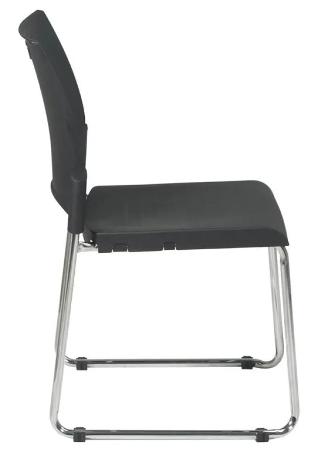 Office Star Sled Base Stack Chair, Set of 2^ Plastic Stacking Chairs
