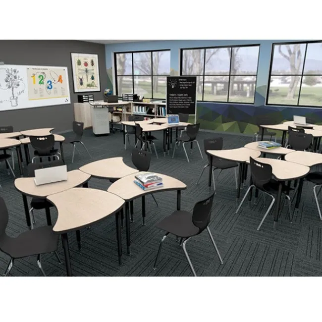 Mooreco Small Shapes Desk + Hierarchy 4-Leg Chair Bundle Set^ Desk & Chair Packages|Classroom Desks & Chairs