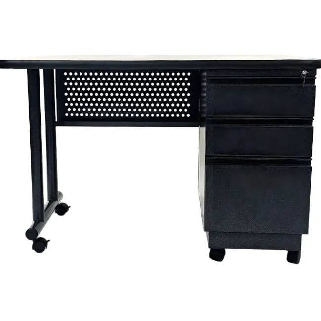 Columbia SmartSpace Lite Single Pedestal Teacher Desk with Casters^ Teacher Desks|Instructor Desks