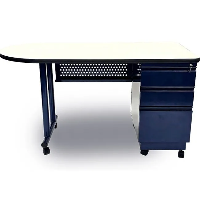 Columbia SmartSpace Pro Single Pedestal Teacher Desk with Casters^ Teacher Desks|Instructor Desks